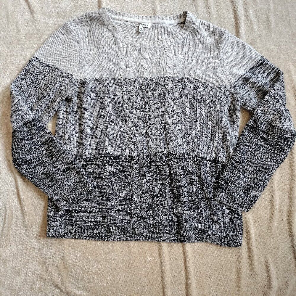 Croft & Barrow Grey Gradient Knit Long Sleeve Sweater Size XL